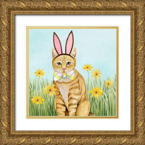 Easter Cats IV Gold Ornate Wood Framed Art Print with Double Matting by Popp, Grace