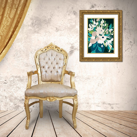 Blue Bloom Sketch I Gold Ornate Wood Framed Art Print with Double Matting by Vess, June Erica