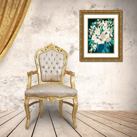 Blue Bloom Sketch II Gold Ornate Wood Framed Art Print with Double Matting by Vess, June Erica
