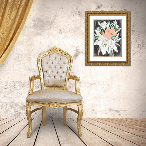 Charcoal Bouquet I Gold Ornate Wood Framed Art Print with Double Matting by Vess, June Erica