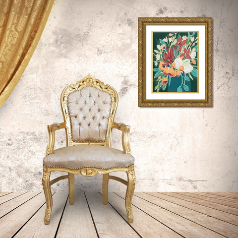 Blissful Bouquet II Gold Ornate Wood Framed Art Print with Double Matting by Vess, June Erica