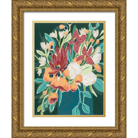 Blissful Bouquet II Gold Ornate Wood Framed Art Print with Double Matting by Vess, June Erica