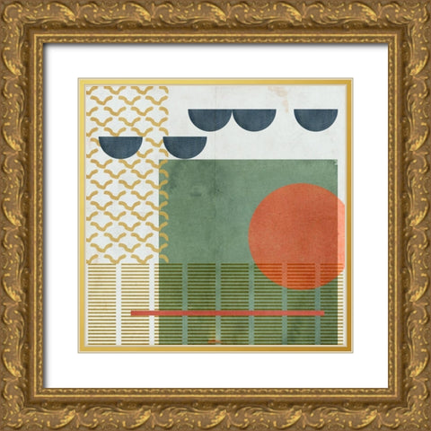 Soleil Rouge III Gold Ornate Wood Framed Art Print with Double Matting by Wang, Melissa