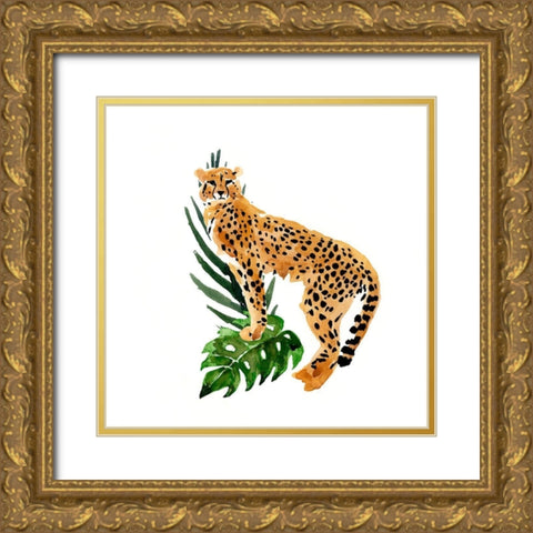 Cheetah Outlook II Gold Ornate Wood Framed Art Print with Double Matting by Warren, Annie