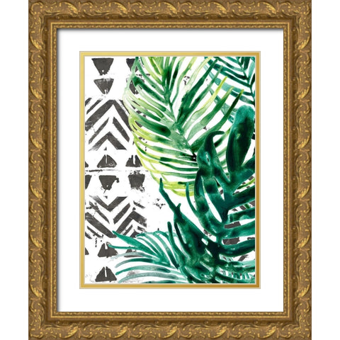 Palm Pattern I Gold Ornate Wood Framed Art Print with Double Matting by Vess, June Erica