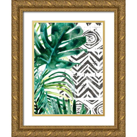 Palm Pattern II Gold Ornate Wood Framed Art Print with Double Matting by Vess, June Erica