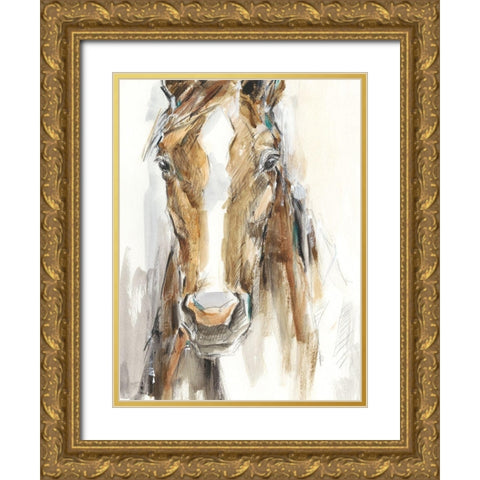 Gift Horse II Gold Ornate Wood Framed Art Print with Double Matting by Harper, Ethan