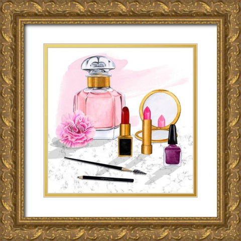 Makeup Counter I Gold Ornate Wood Framed Art Print with Double Matting by Popp, Grace