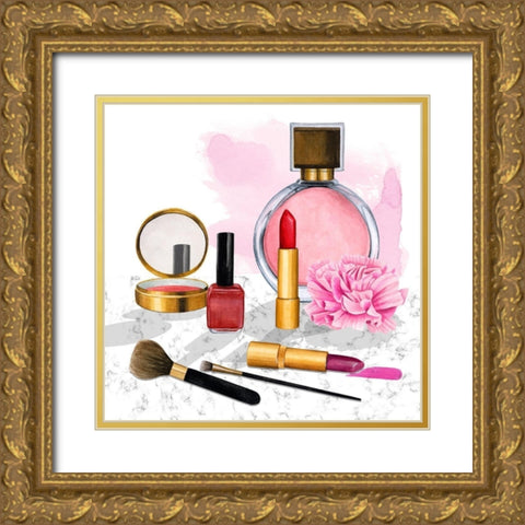 Makeup Counter II Gold Ornate Wood Framed Art Print with Double Matting by Popp, Grace