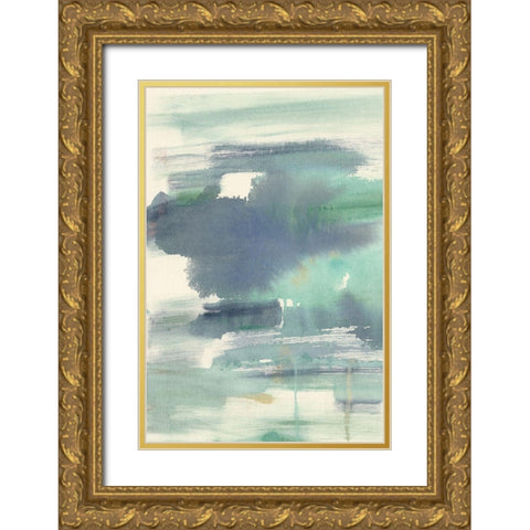 Feather Blue Horizon I Gold Ornate Wood Framed Art Print with Double Matting by Goldberger, Jennifer
