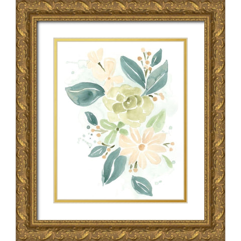 Spring Greens I Gold Ornate Wood Framed Art Print with Double Matting by Vess, June Erica