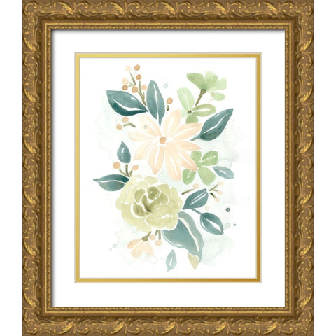 Spring Greens II Gold Ornate Wood Framed Art Print with Double Matting by Vess, June Erica