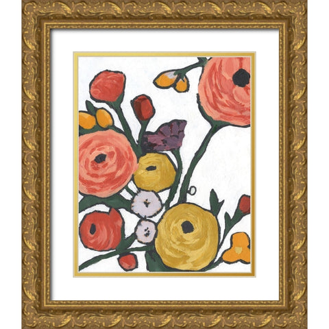 Stretching Blooms II Gold Ornate Wood Framed Art Print with Double Matting by Warren, Annie