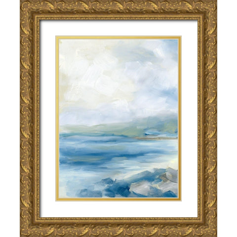 Rocky Shoreline Gold Ornate Wood Framed Art Print with Double Matting by Keusder, Danusia