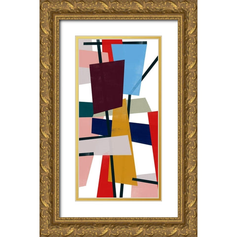 Polygon Mobile I Gold Ornate Wood Framed Art Print with Double Matting by Vess, June Erica
