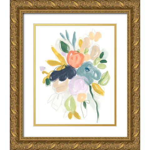 Bijoux Bouquet II Gold Ornate Wood Framed Art Print with Double Matting by Vess, June Erica