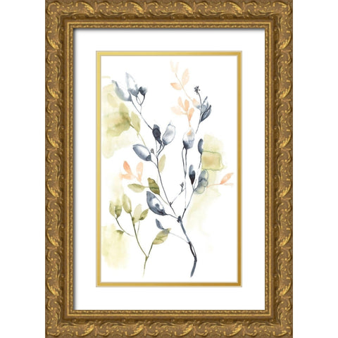 Sweet Leaves I Gold Ornate Wood Framed Art Print with Double Matting by Goldberger, Jennifer