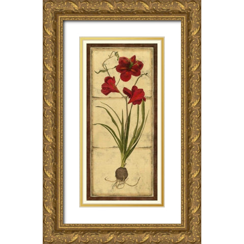 Amaryllis Panel I Gold Ornate Wood Framed Art Print with Double Matting by Vision Studio