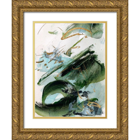 Dark Emerald IV Gold Ornate Wood Framed Art Print with Double Matting by Wang, Melissa