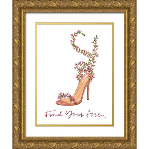 Sassy Statement I Gold Ornate Wood Framed Art Print with Double Matting by Wang, Melissa