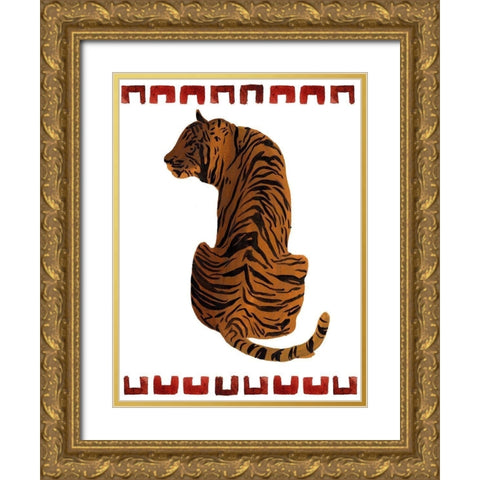 Asian Tiger I Gold Ornate Wood Framed Art Print with Double Matting by Wang, Melissa
