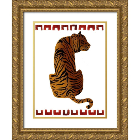 Asian Tiger II Gold Ornate Wood Framed Art Print with Double Matting by Wang, Melissa