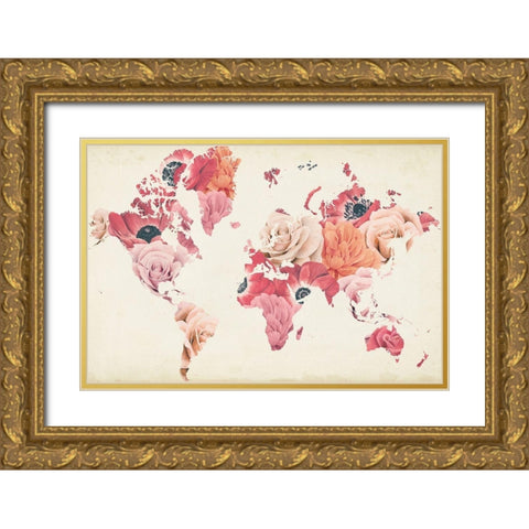Earth Laughs in Flowers Gold Ornate Wood Framed Art Print with Double Matting by Popp, Grace