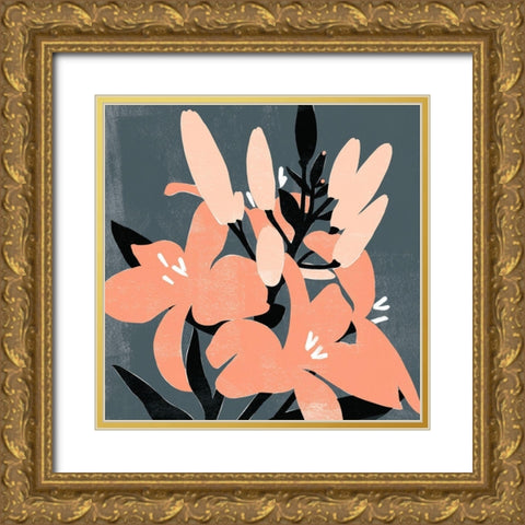 Mod Lilies II Gold Ornate Wood Framed Art Print with Double Matting by Scarvey, Emma