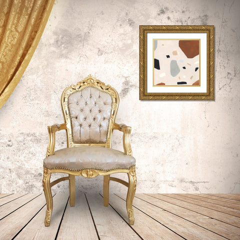 Terrazzo Shards IV Gold Ornate Wood Framed Art Print with Double Matting by Borges, Victoria