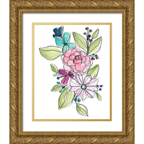 Bright Sketch II Gold Ornate Wood Framed Art Print with Double Matting by Vess, June Erica