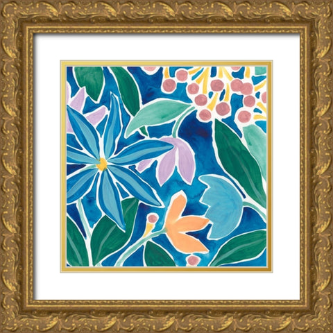Tiki Square III Gold Ornate Wood Framed Art Print with Double Matting by Vess, June Erica