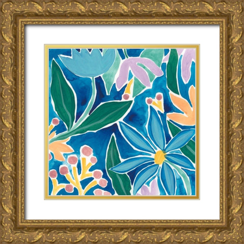 Tiki Square IV Gold Ornate Wood Framed Art Print with Double Matting by Vess, June Erica