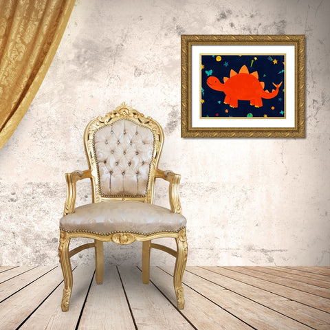 Starry Dinos VI Gold Ornate Wood Framed Art Print with Double Matting by Vess, June Erica