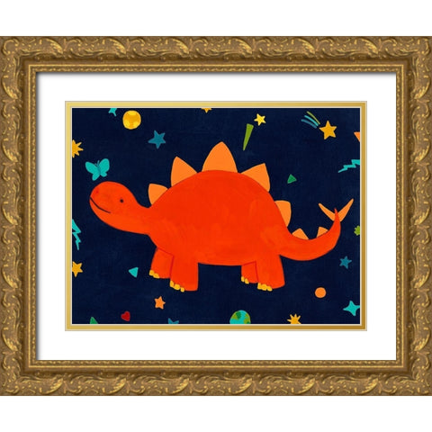 Starry Dinos VI Gold Ornate Wood Framed Art Print with Double Matting by Vess, June Erica