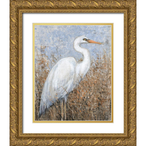 White Heron I Gold Ornate Wood Framed Art Print with Double Matting by OToole, Tim