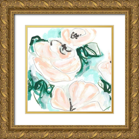 Floral Rhythm I Gold Ornate Wood Framed Art Print with Double Matting by Vess, June Erica