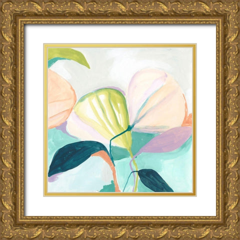Fan Flowers I Gold Ornate Wood Framed Art Print with Double Matting by Vess, June Erica