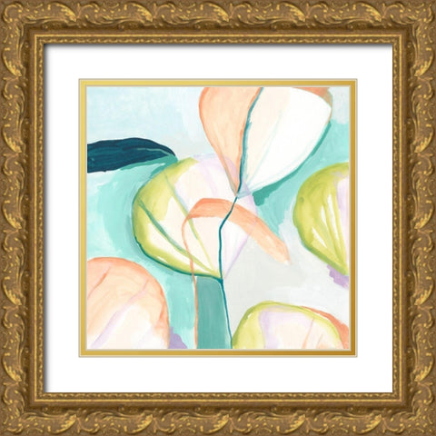 Fan Flowers III Gold Ornate Wood Framed Art Print with Double Matting by Vess, June Erica