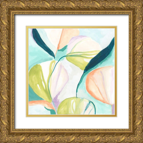 Fan Flowers IV Gold Ornate Wood Framed Art Print with Double Matting by Vess, June Erica