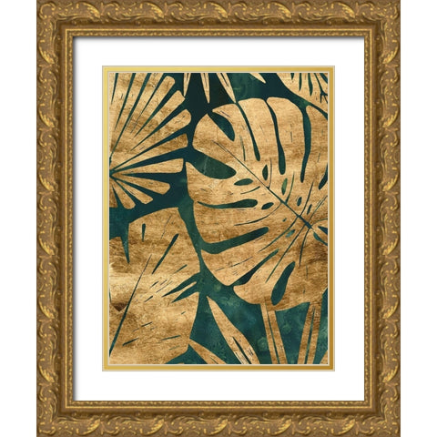 Emerald Jungle III Gold Ornate Wood Framed Art Print with Double Matting by Vess, June Erica