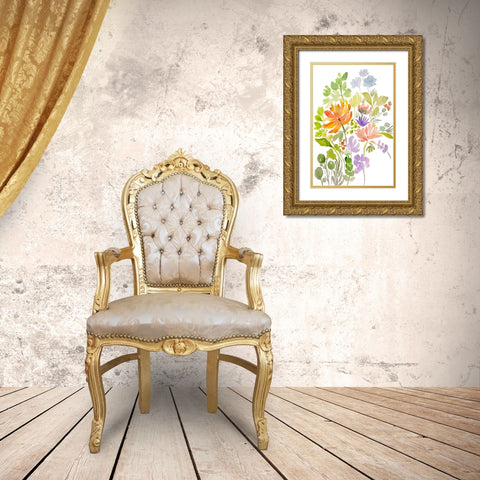 Happy Flowers III Gold Ornate Wood Framed Art Print with Double Matting by Fields, Karen