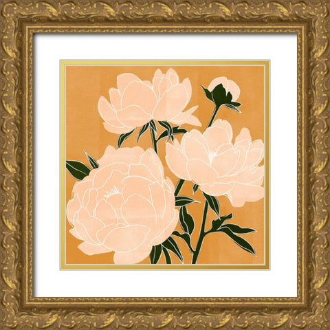 Modern Peonies II Gold Ornate Wood Framed Art Print with Double Matting by Scarvey, Emma