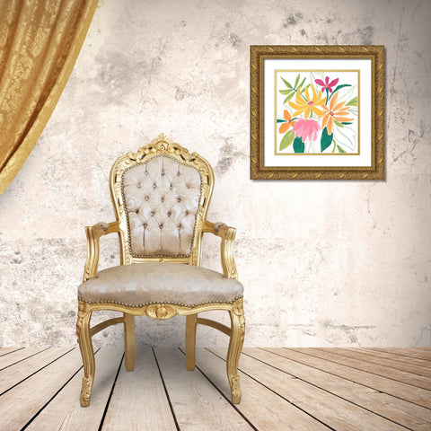 Tutti Frutti Floral II Gold Ornate Wood Framed Art Print with Double Matting by Vess, June Erica