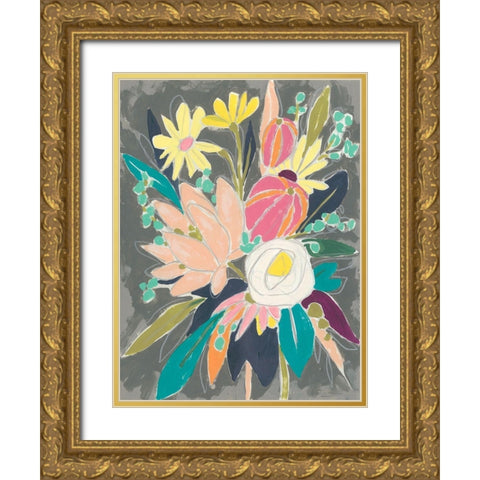 Fauvist Flora I Gold Ornate Wood Framed Art Print with Double Matting by Vess, June Erica