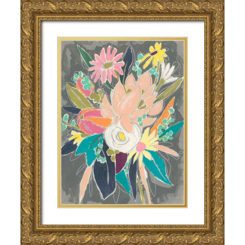 Fauvist Flora II Gold Ornate Wood Framed Art Print with Double Matting by Vess, June Erica