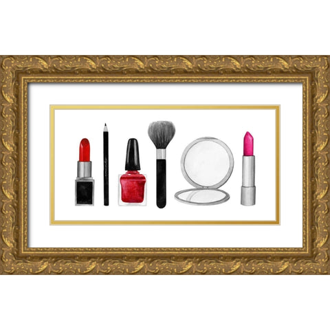 Makeup Swatches II Gold Ornate Wood Framed Art Print with Double Matting by Popp, Grace