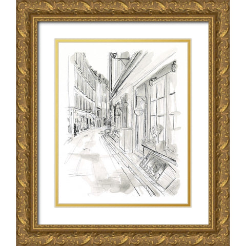 European City Sketch VI Gold Ornate Wood Framed Art Print with Double Matting by Vess, June Erica