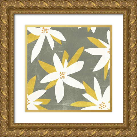 White Petals II Gold Ornate Wood Framed Art Print with Double Matting by Wang, Melissa