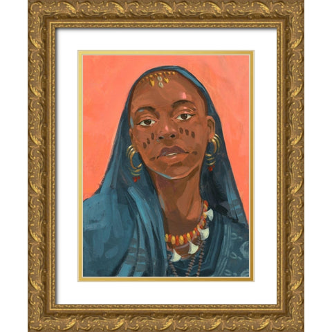 Wodaabe Woman I Gold Ornate Wood Framed Art Print with Double Matting by Green, Jacob