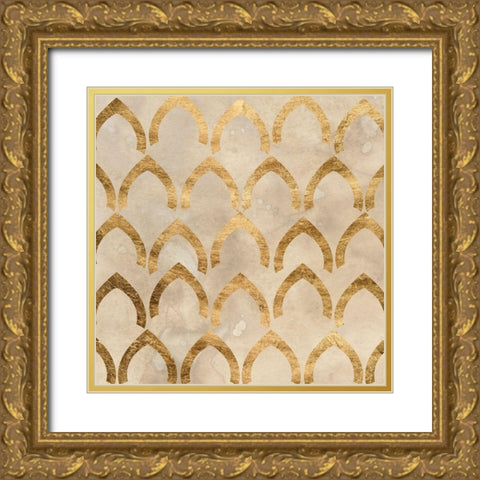 Tile Tableau III Gold Ornate Wood Framed Art Print with Double Matting by Vess, June Erica